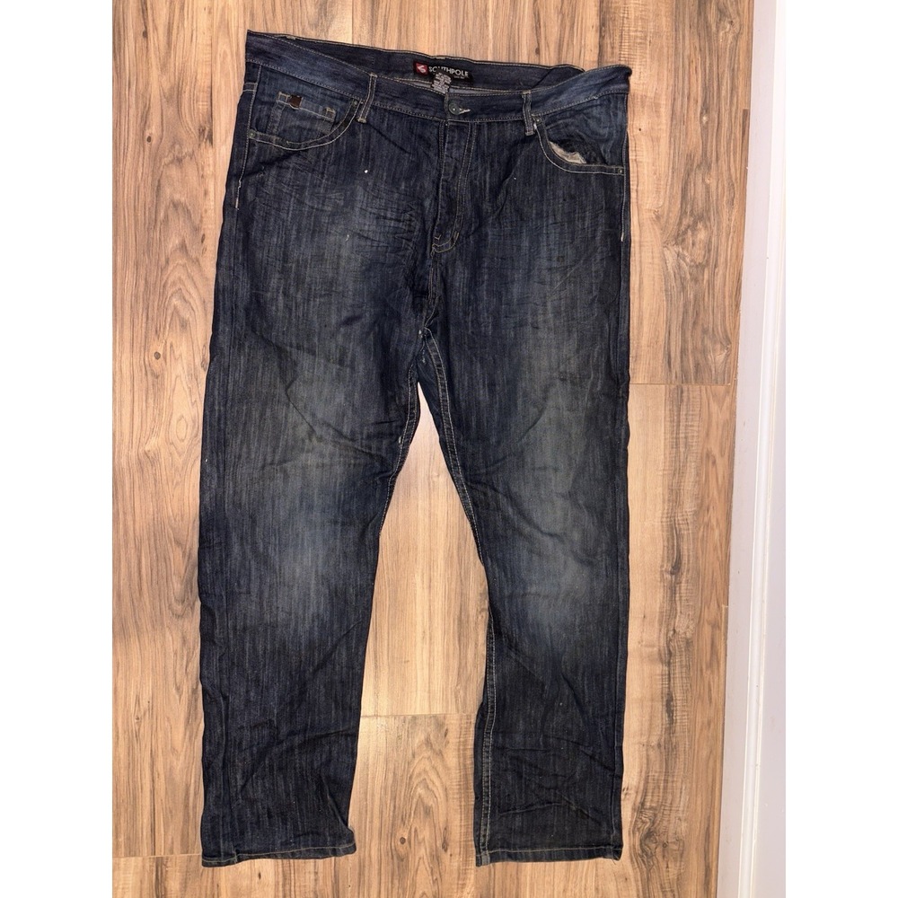 Southpole Relaxed Fit Jeans 42 Dark Wash Distressed Denim Vintage Y2K Baggy